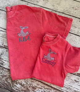 *SALE TEE OF THE WEEKEND* *Customized* *Embroidered* Mermaid Tale Pocket Tee (Leave NAME & THREAD CHOICE in NOTES section at checkout)